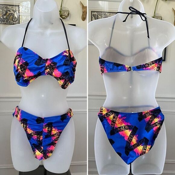 Vintage 80s Pacific Connections St Tropez Bikini Swimsuit M - Picture 1 of 8